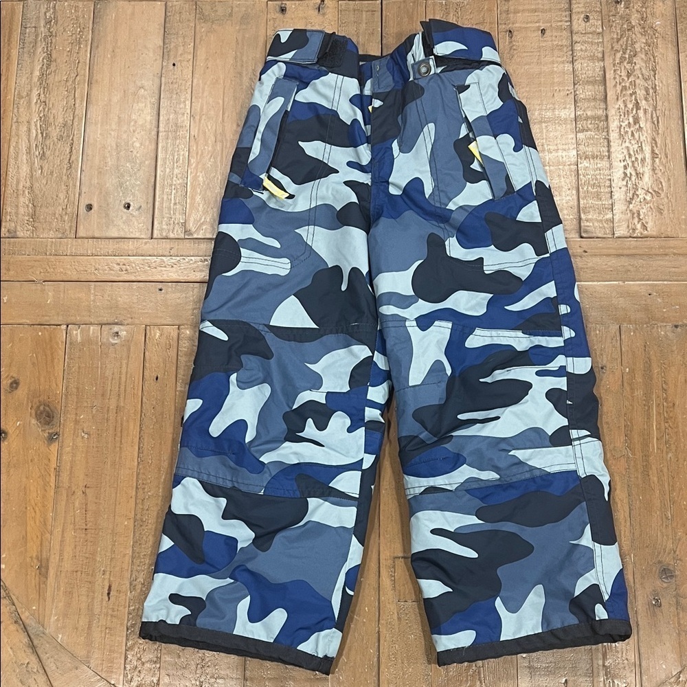 Mini Boden blue camo waterproof snow pants kids 4-5 years